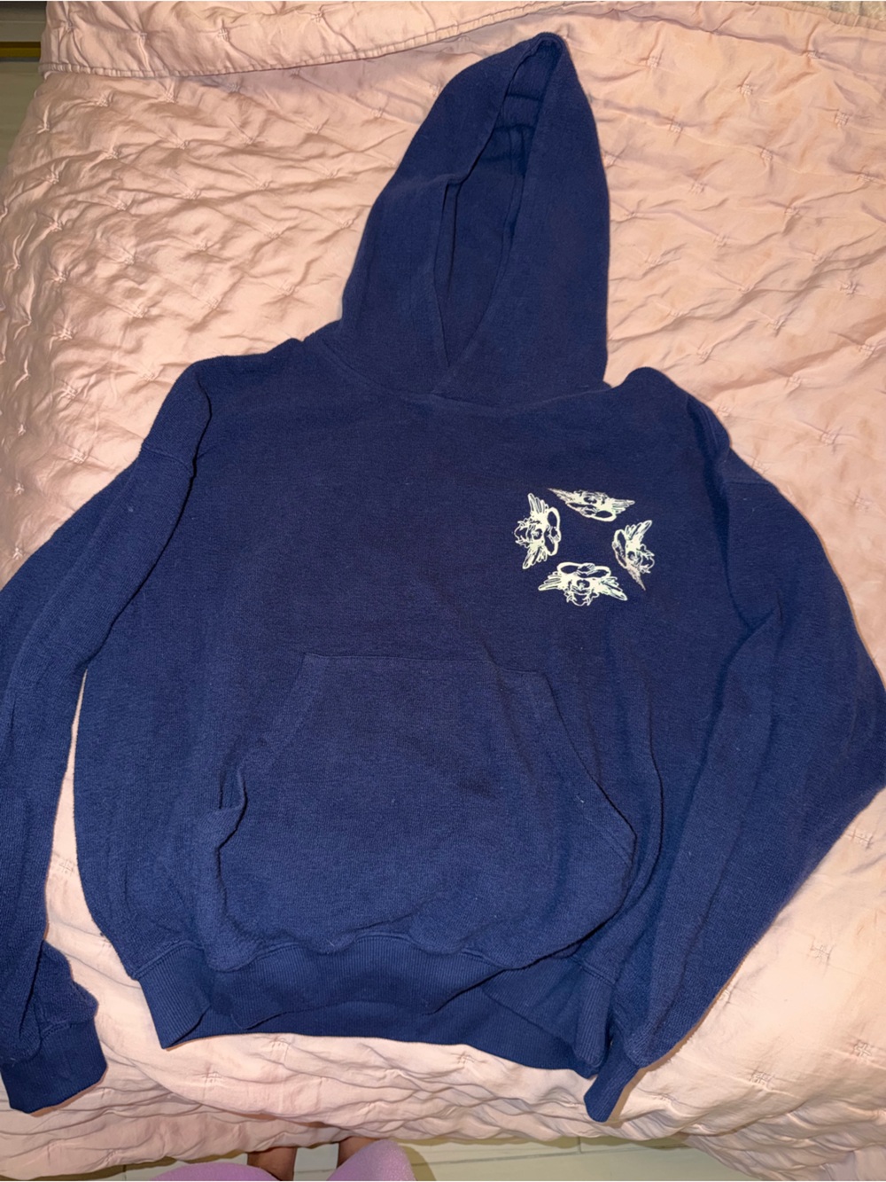 Boys lie - Navy Blue Women's Hoodie Sweater with White Graphic